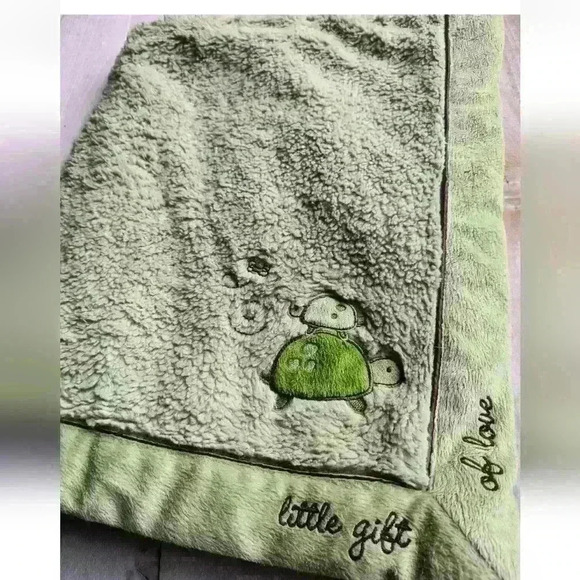 Koala Baby Turtles Bee Little Gift of Love Green Brown Fluffy Plush Baby Blanket - Picture 3 of 6